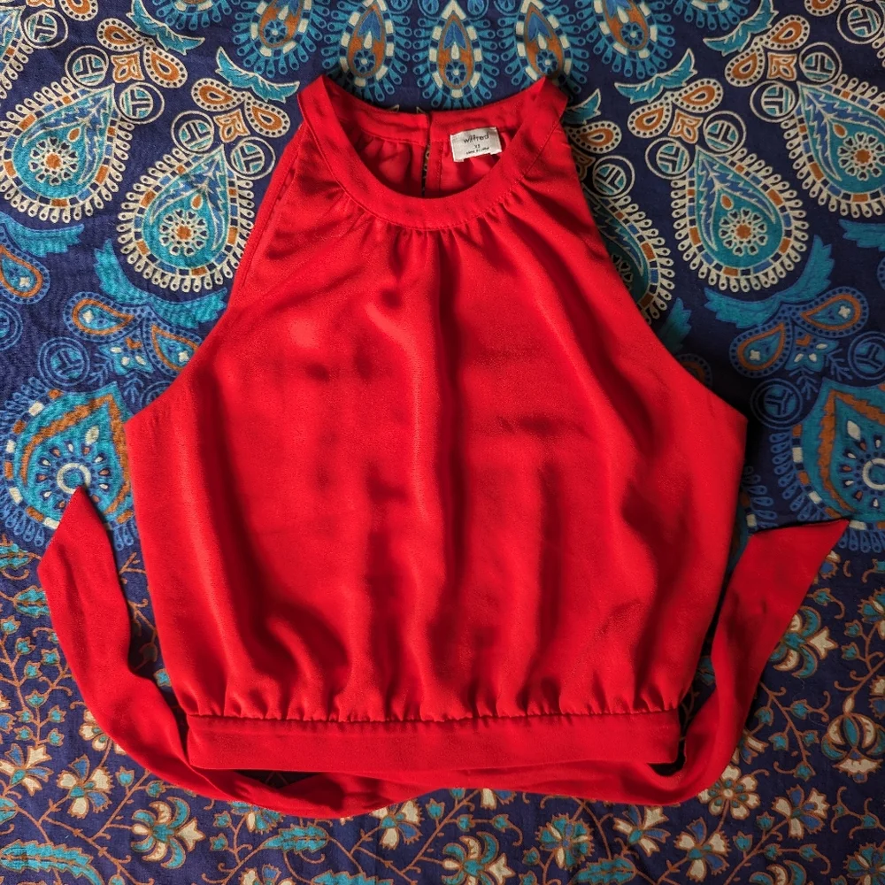 Wilfred | Aritzia Red Patrice Halter Top, Tie Back, Size XS - Picture 2 of 10